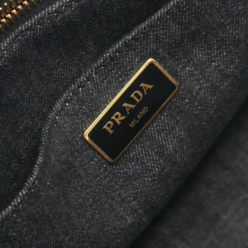 PRADA CANAPA 托特斜背包 1BG439 牛仔黑灰色 二手 女款-3
