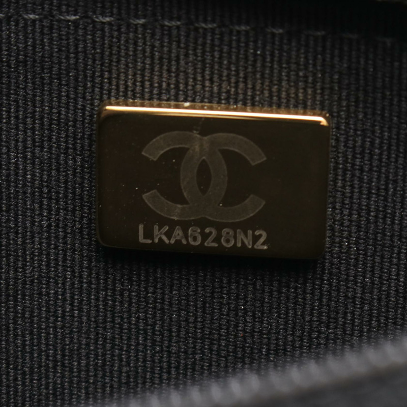 香奈兒 (CHANEL) 絎縫珍珠鍊單肩斜背包，黑色皮革，金色五金，二手女款-4