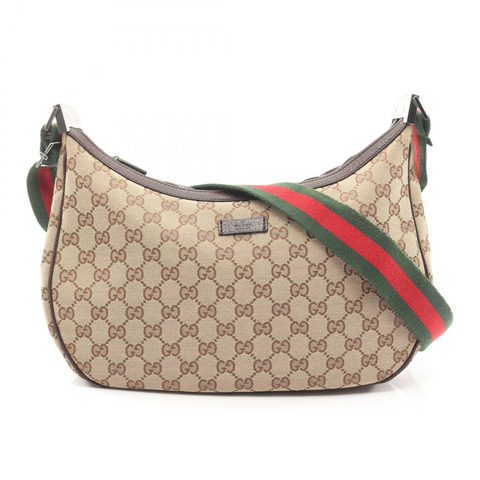 GUCCI Sherry系列單肩斜背包 122790 GG帆布皮革 米色 二手