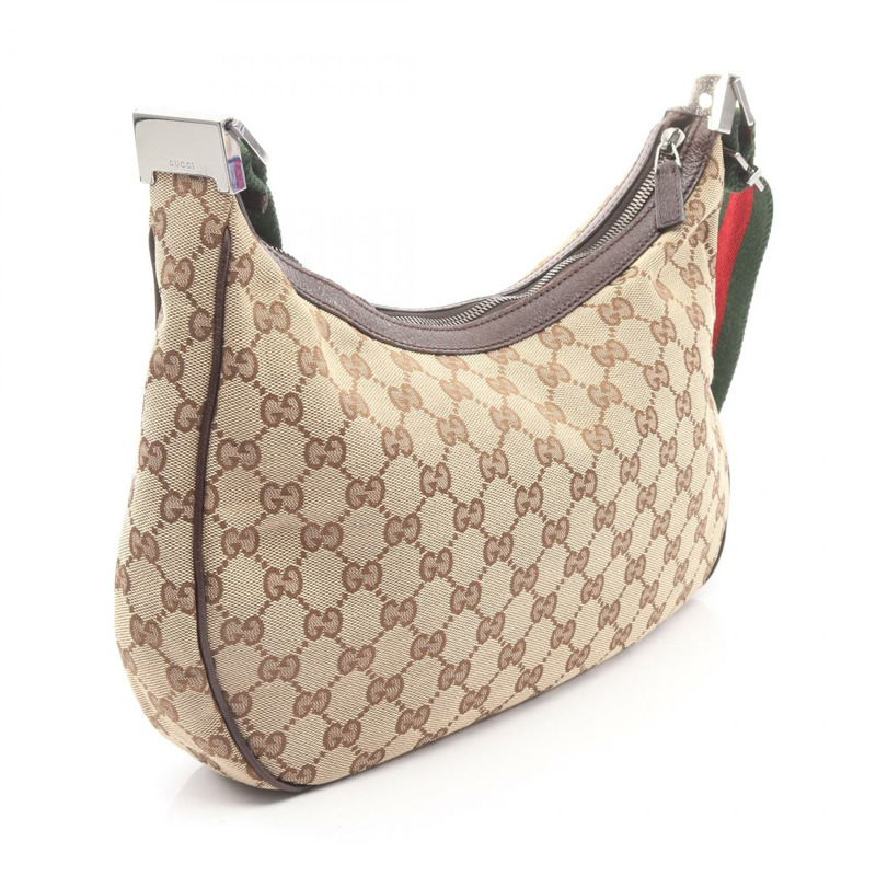 GUCCI Sherry系列單肩斜背包 122790 GG帆布皮革 米色 二手-1