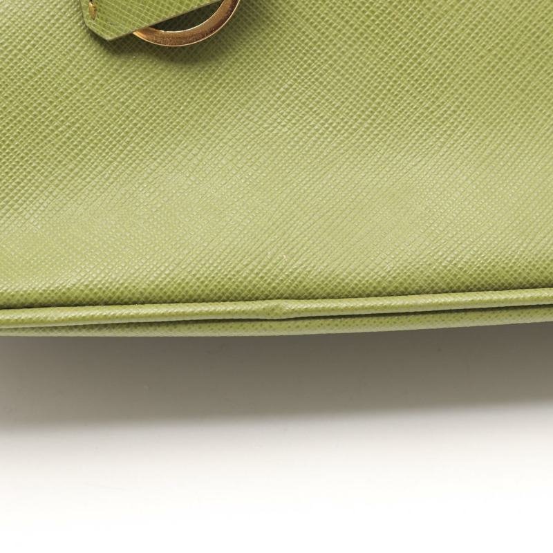 PRADA SAFFIANO LUX Galleria 肩挎斜背包，卡其色皮革，帶品牌標誌，二手-10