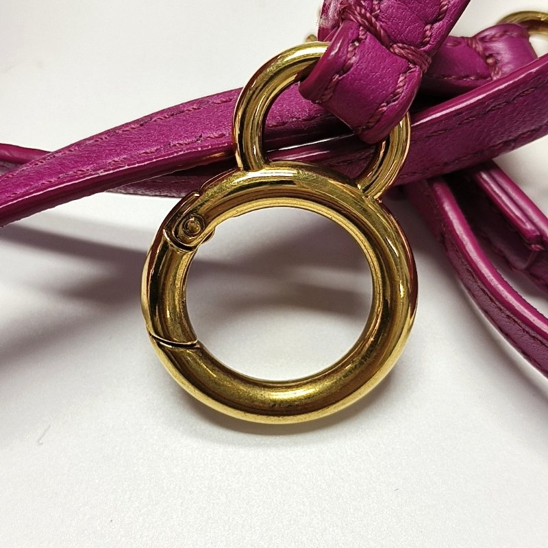 FENDI Peekaboo迷你玫紅色羊皮單肩包手提包斜挎包金色五金可拆卸肩帶-16