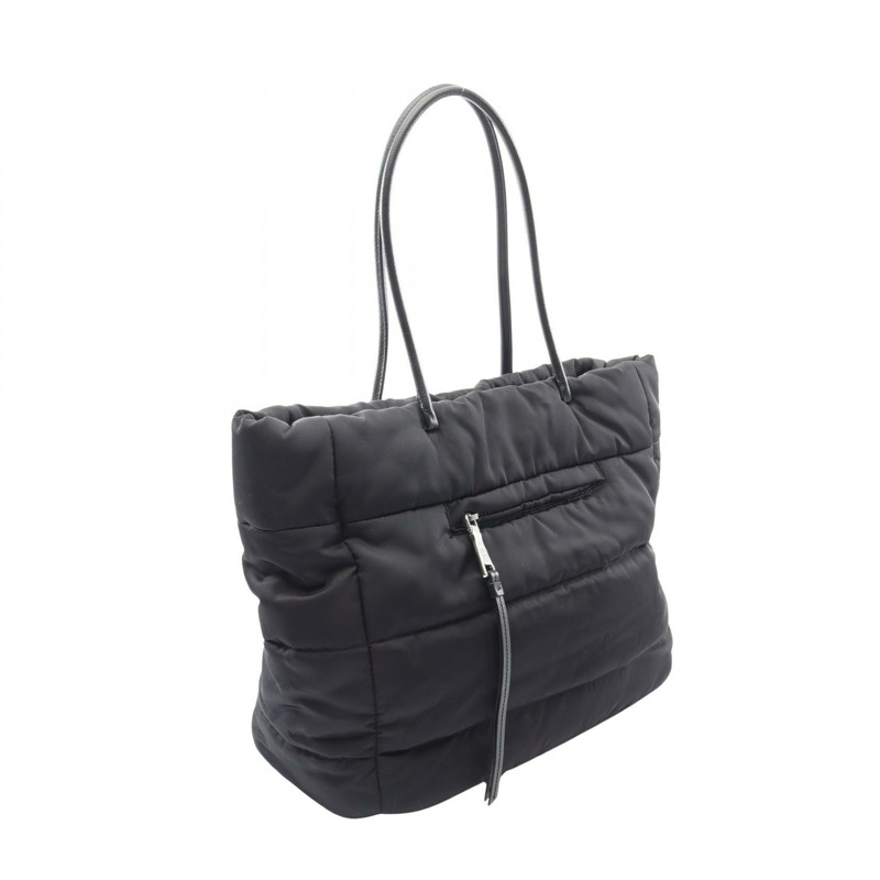 PRADA TESSUTO BOMBER 單肩托特包，尼龍 Saffiano 皮革，黑色，二手女款-1