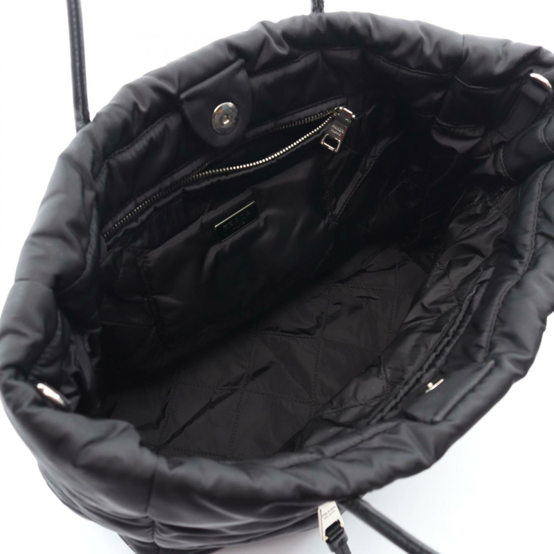 PRADA TESSUTO BOMBER 單肩托特包，尼龍 Saffiano 皮革，黑色，二手女款-2