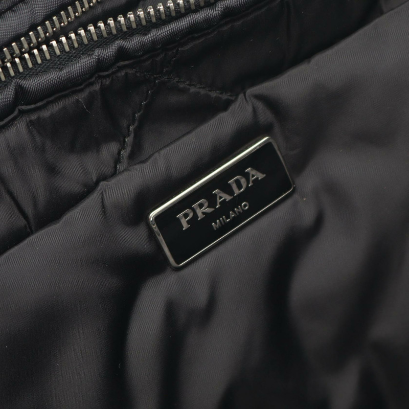 PRADA TESSUTO BOMBER 單肩托特包，尼龍 Saffiano 皮革，黑色，二手女款-3
