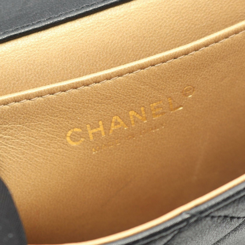 香奈兒 (CHANEL) 絎縫鏈條斜背包 AS0584 羊皮黑色 二手 金色五金-3