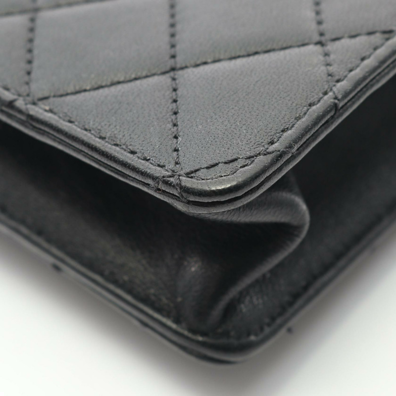 香奈兒 (CHANEL) 絎縫鏈條斜背包 AS0584 羊皮黑色 二手 金色五金-7