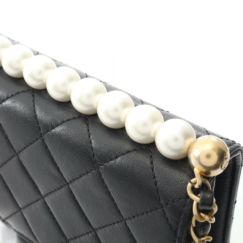 香奈兒 (CHANEL) 絎縫鏈條斜背包 AS0584 羊皮黑色 二手 金色五金-8