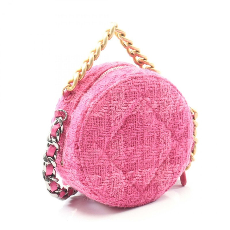 香奈兒 (CHANEL) Chanel 19 Matelasse 鏈條肩背斜背包 AP0945 粉紅色斜紋軟呢二手-1