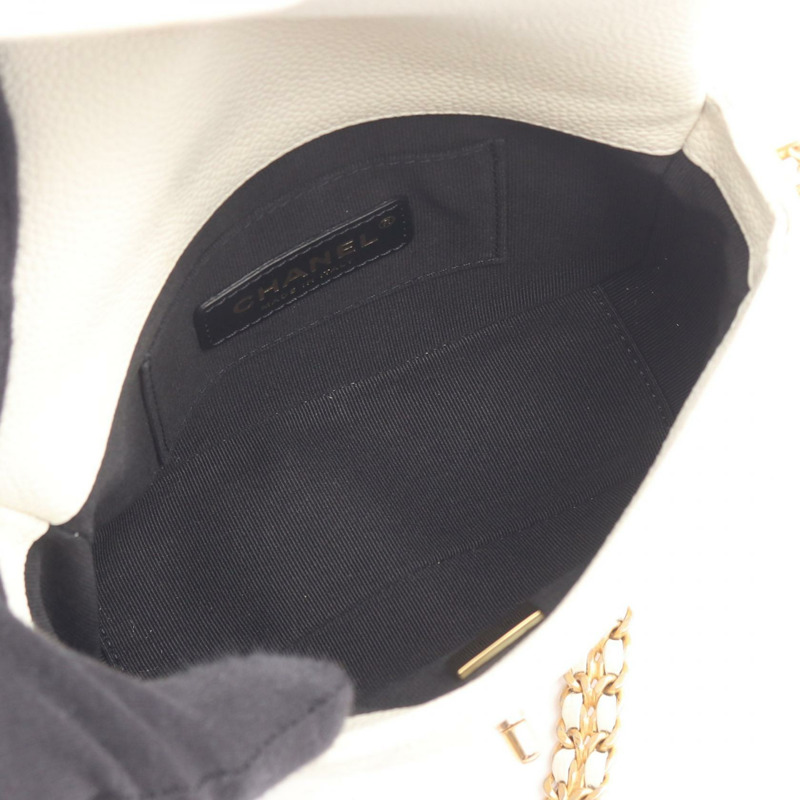 香奈兒 (CHANEL) 絎縫鏈條肩背斜背包 AS2482 白色皮革 GHW 二手 CC-2