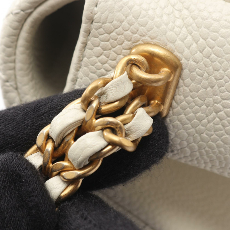 香奈兒 (CHANEL) 絎縫鏈條肩背斜背包 AS2482 白色皮革 GHW 二手 CC-8