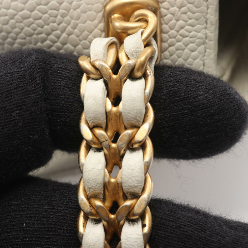 香奈兒 (CHANEL) 絎縫鏈條肩背斜背包 AS2482 白色皮革 GHW 二手 CC-9