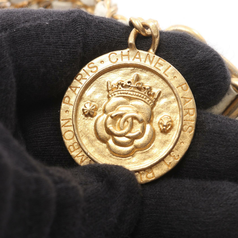 香奈兒 (CHANEL) 絎縫鏈條肩背斜背包 AS2482 白色皮革 GHW 二手 CC-10