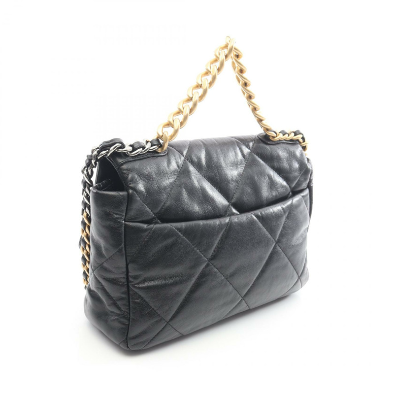 CHANEL 19 dix-neuf 馬特拉斯鏈斜背包 AS1161 小羊皮 黑色-1