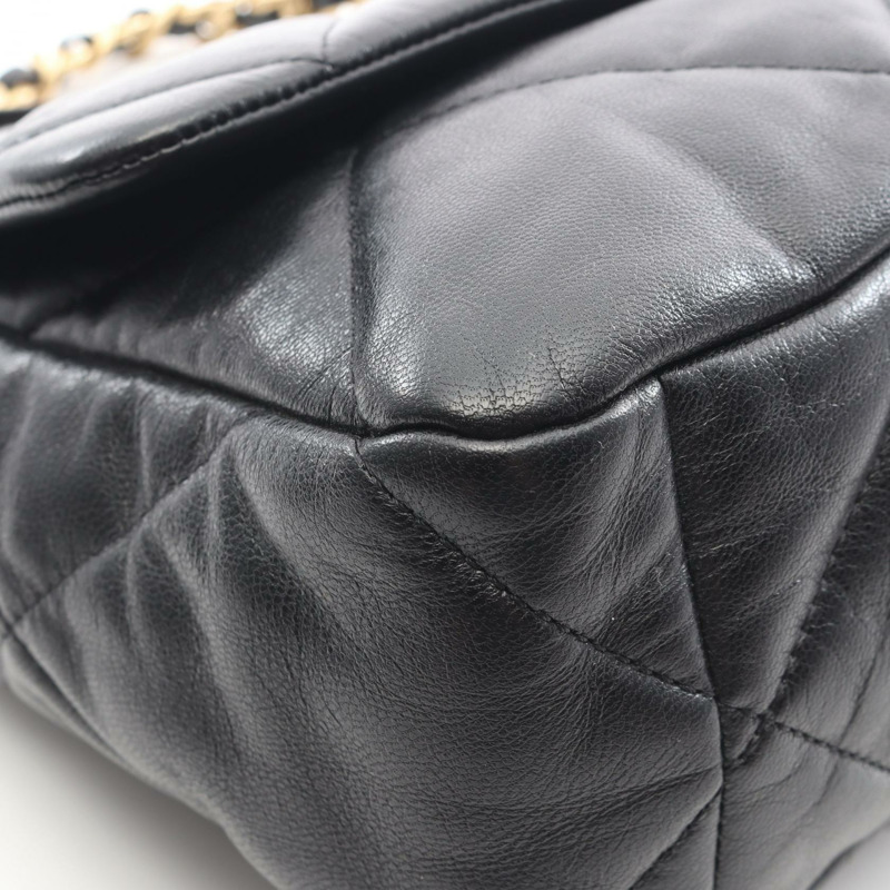 CHANEL 19 dix-neuf 馬特拉斯鏈斜背包 AS1161 小羊皮 黑色-5