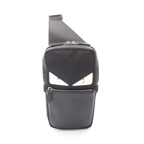 FENDI Monster 蟲眼腰包/斜背包 7VZ033 皮革尼龍黑色 二手