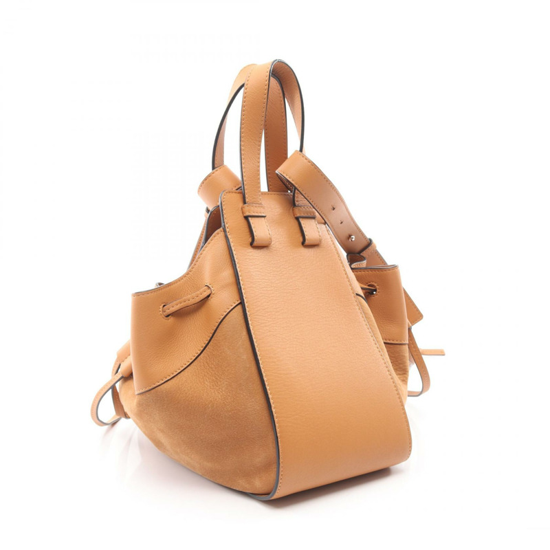 LOEWE 吊床抽繩小號單肩包 314 79 Z95 皮革駝色 二手 女士-1