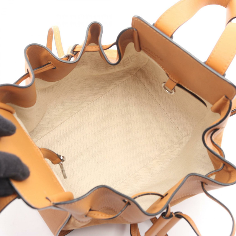 LOEWE 吊床抽繩小號單肩包 314 79 Z95 皮革駝色 二手 女士-2