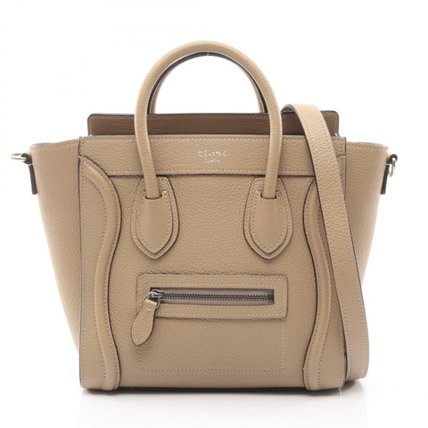 CELINE Luggage Nano Shopper 單肩斜背包 168243 皮革 米色 二手