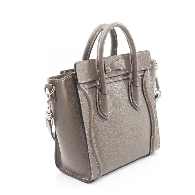 CELINE Luggage Nano Shopper 單肩斜背手提包，灰色皮革，二手女款-1