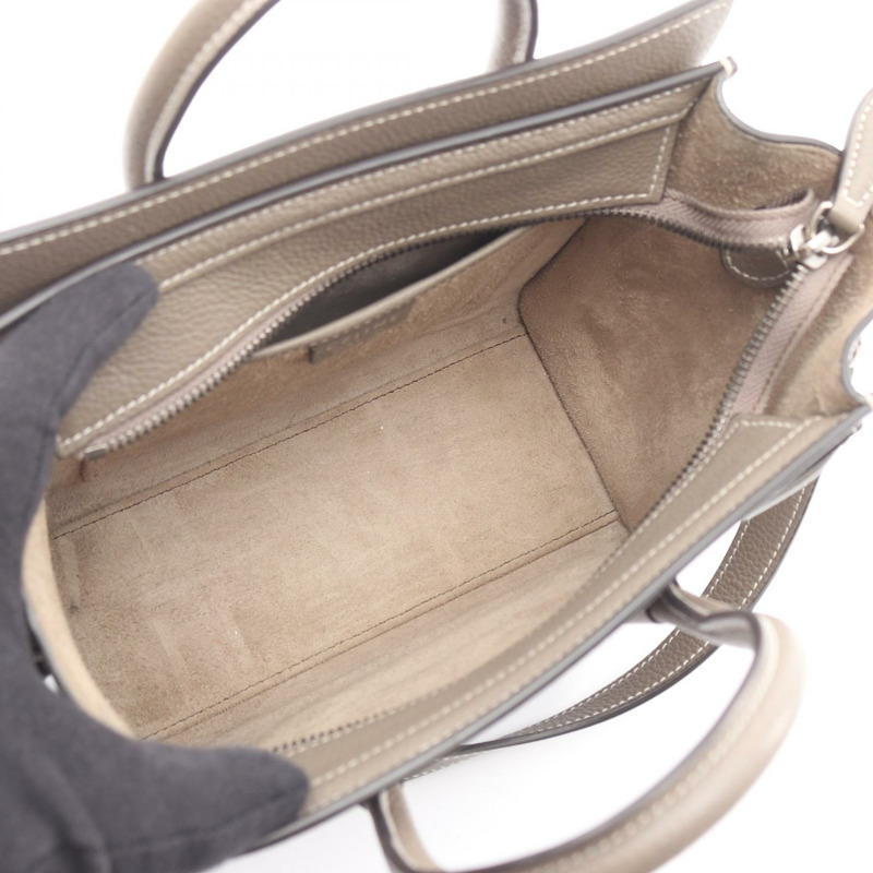 CELINE Luggage Nano Shopper 單肩斜背手提包，灰色皮革，二手女款-2