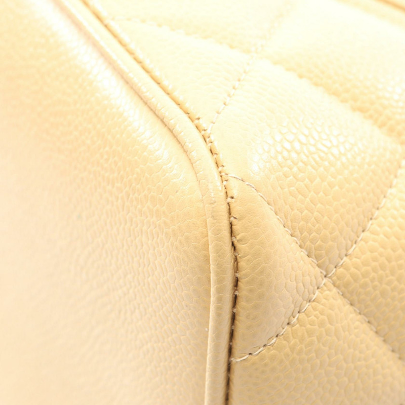 香奈兒 (CHANEL) Medallion 手提包，粒面小牛皮，米色，金色五金，二手，女士 CC-6