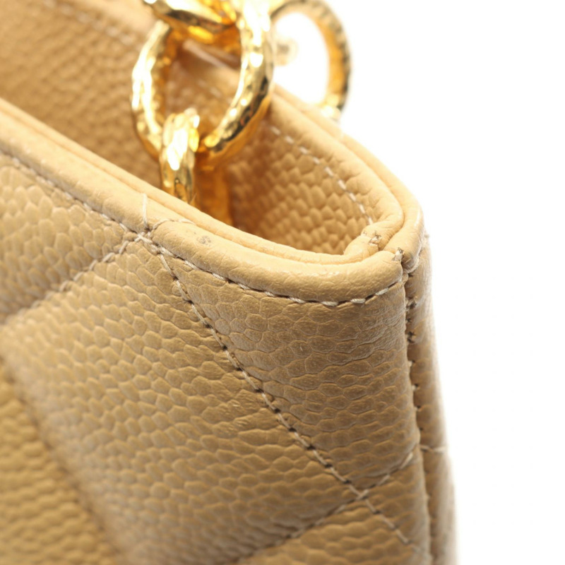 香奈兒 (CHANEL) Medallion 手提包，粒面小牛皮，米色，金色五金，二手，女士 CC-7