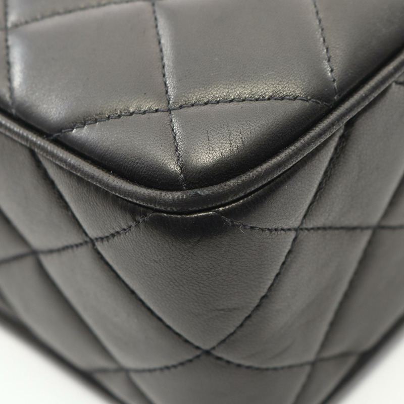 香奈兒 (CHANEL) 絎縫 Diana 翻蓋鏈條肩背斜背包 黑色皮革 金色五金 二手-5