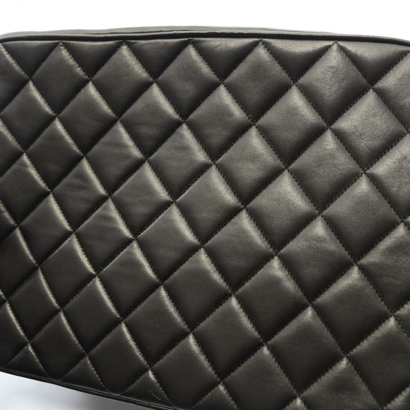 香奈兒 (CHANEL) 絎縫 Diana 翻蓋鏈條肩背斜背包 黑色皮革 金色五金 二手-7