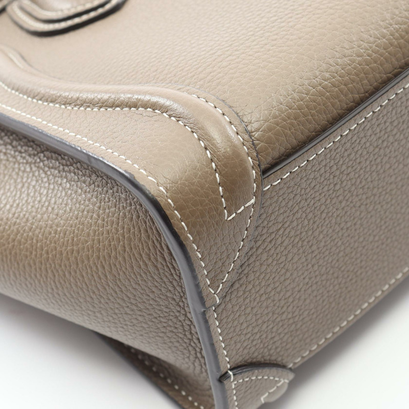 CELINE Luggage Nano Shopper 單肩斜背手提包，灰色皮革，二手女款-6