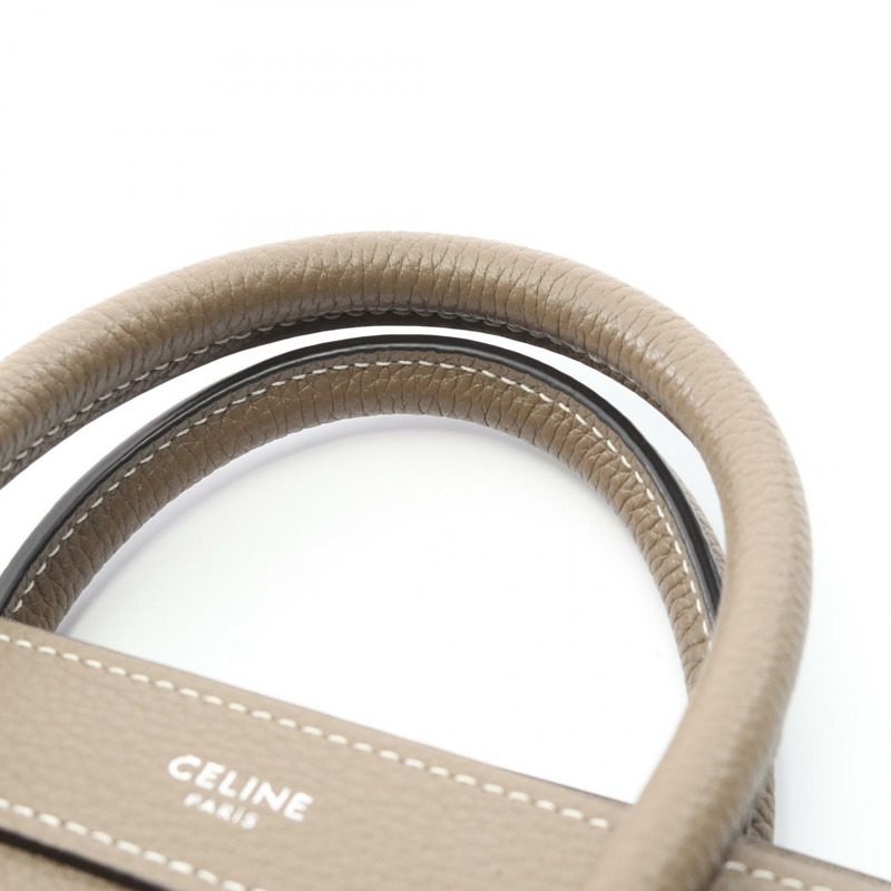 CELINE Luggage Nano Shopper 單肩斜背手提包，灰色皮革，二手女款-8
