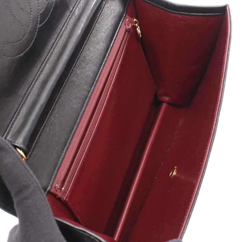 香奈兒 (CHANEL) 絎縫鏈條肩背包 A03570 羊皮 黑色 GHW 二手 女士-2