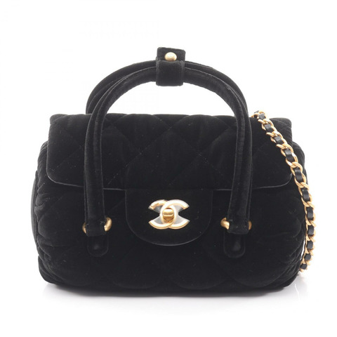 香奈兒 (CHANEL) 絎縫鏈條肩背斜背包 黑色 GHW 二手 女士 CC