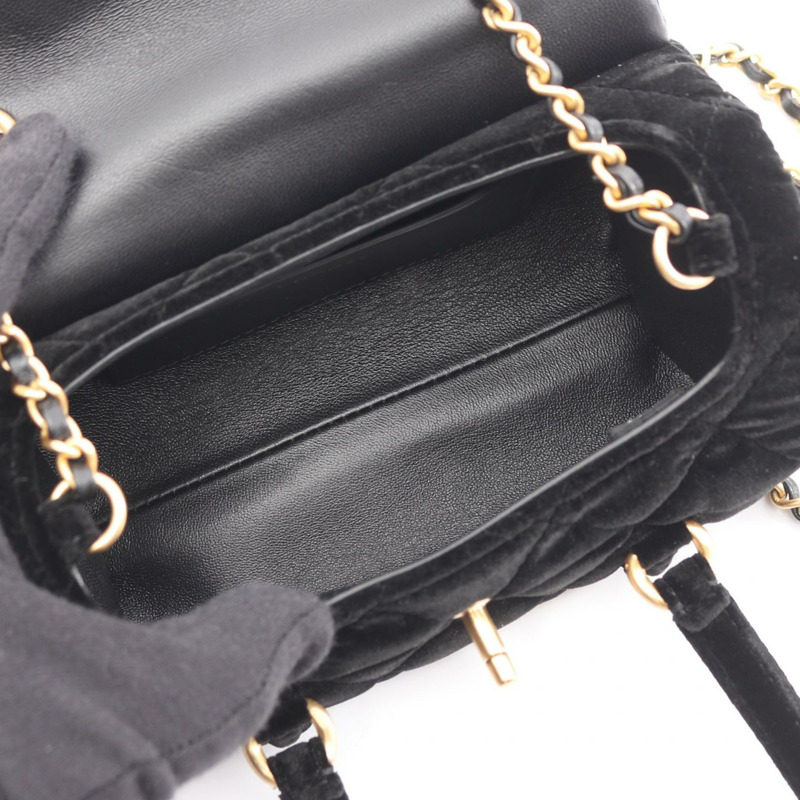 香奈兒 (CHANEL) 絎縫鏈條肩背斜背包 黑色 GHW 二手 女士 CC-2