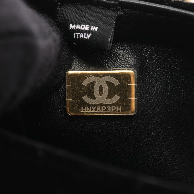 香奈兒 (CHANEL) 絎縫鏈條肩背斜背包 黑色 GHW 二手 女士 CC-4