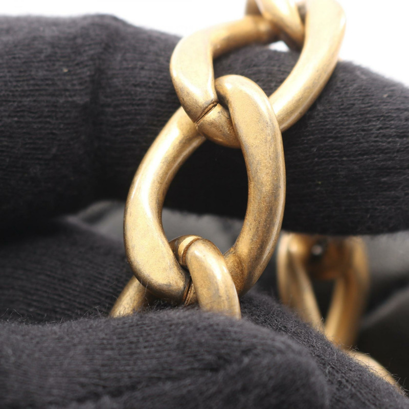 香奈兒 (CHANEL) 絎縫鏈條肩背包，黑色皮革，金色五金，二手，女士 Coco CC-8