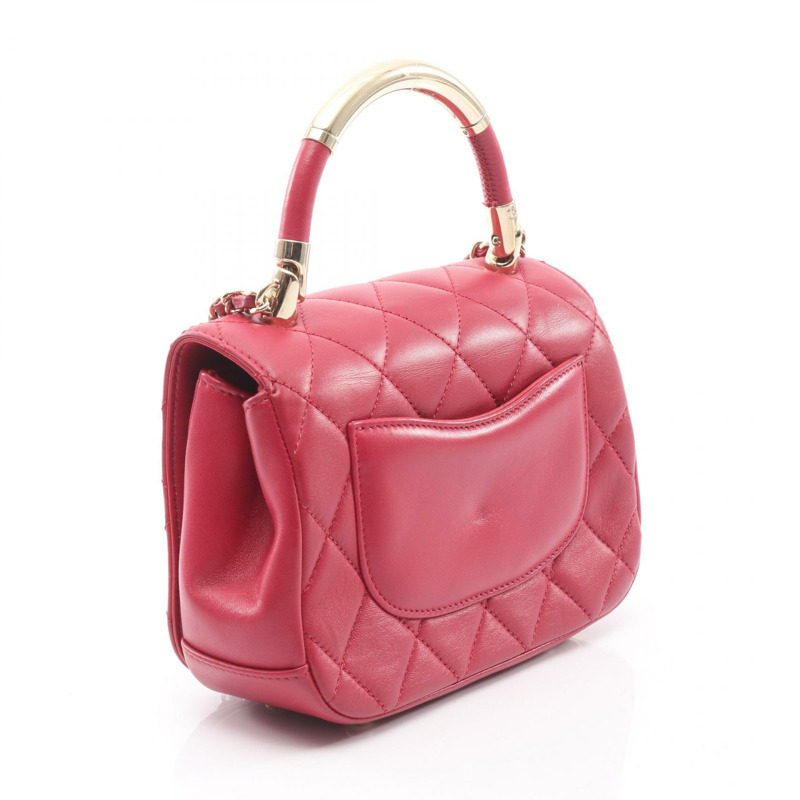 香奈兒 (CHANEL) 鏈條肩挎斜背包，羊皮，紅色，金色五金，二手，女士，Coco CC-1