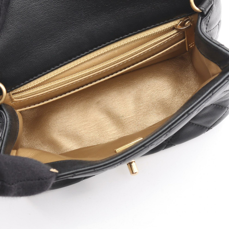 香奈兒 (CHANEL) 絎縫鏈條單背包 AS1786 羊皮 黑色 金色五金 二手 女士-2