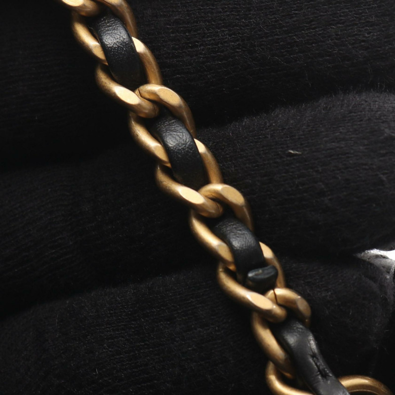 香奈兒 (CHANEL) 絎縫鏈條單背包 AS1786 羊皮 黑色 金色五金 二手 女士-6