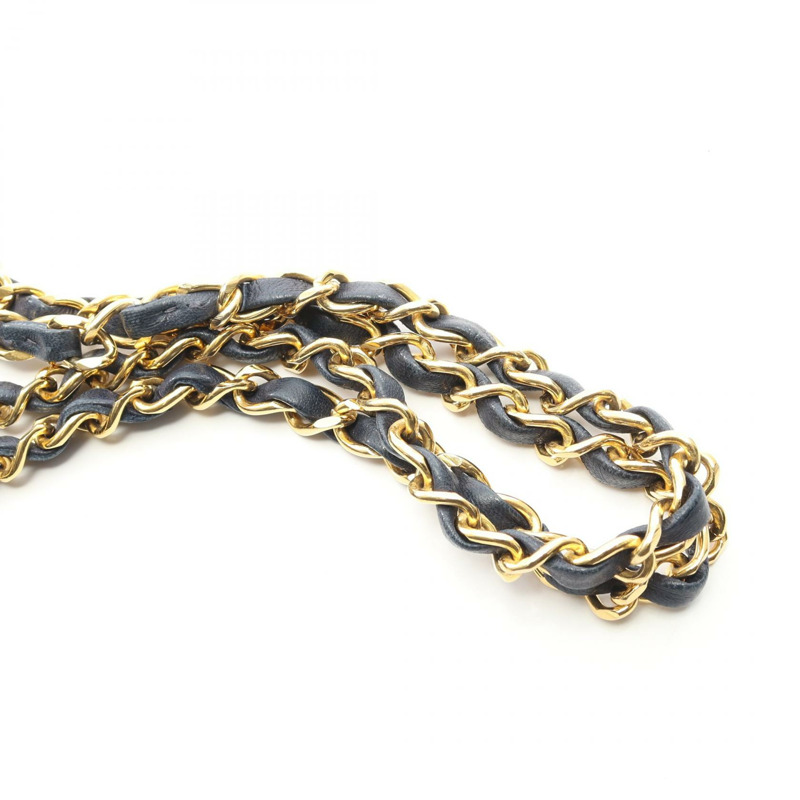 香奈兒 (CHANEL) 絎縫雙蓋鏈條肩背包，羊皮，海軍藍，金色五金，二手-10