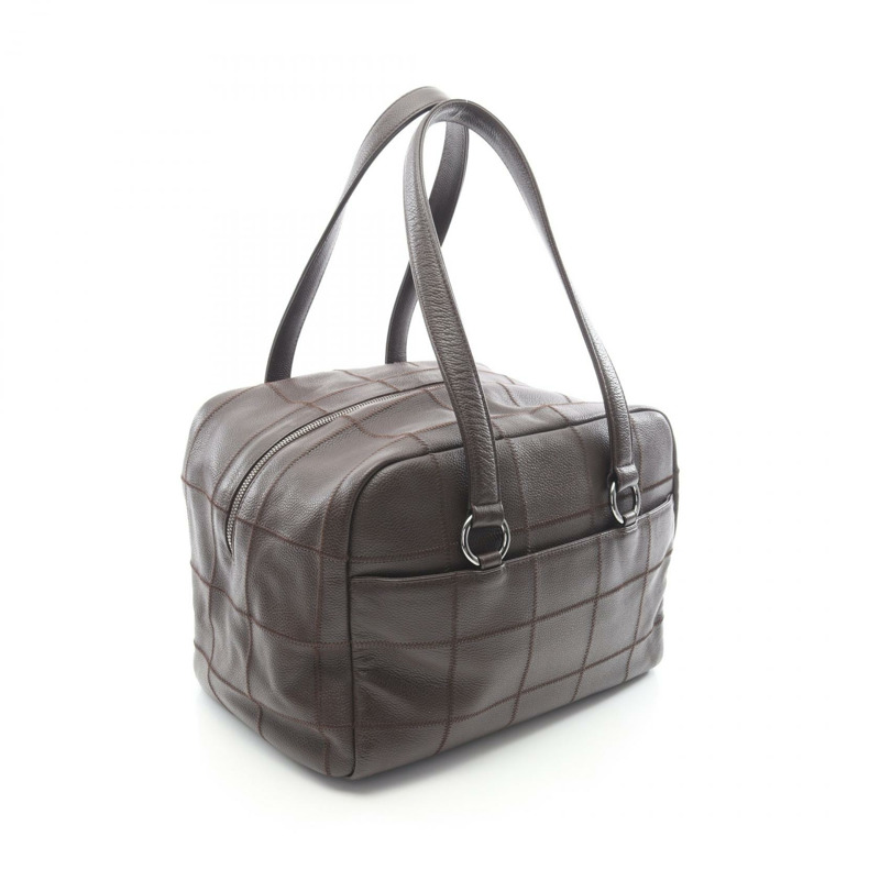 香奈兒 (CHANEL) 巧克力棒單肩手提包，棕色皮革，二手女士 Coco CC-1