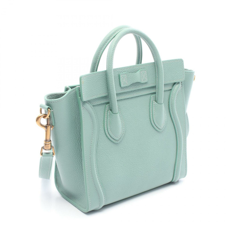 CELINE Luggage Nano Shopper 單肩斜背包，皮革材質，綠色，二手女款-1