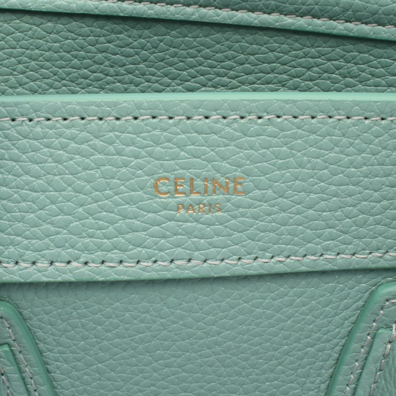 CELINE Luggage Nano Shopper 單肩斜背包，皮革材質，綠色，二手女款-3