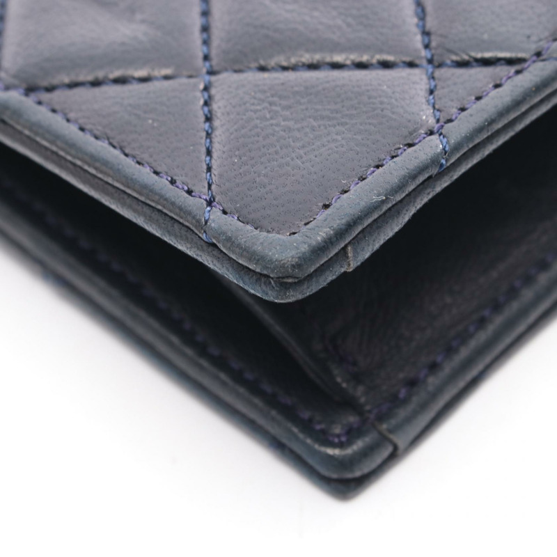 香奈兒 (CHANEL) 絎縫迷你鏈條肩背包，羊皮，海軍藍，金色五金，二手，女士 CC-5