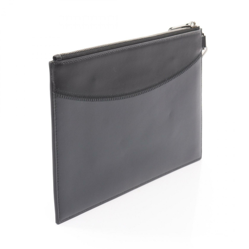 Christian Dior 商務手拿包，皮革材質，黑色，附logo，灰色，二手，男士款-1