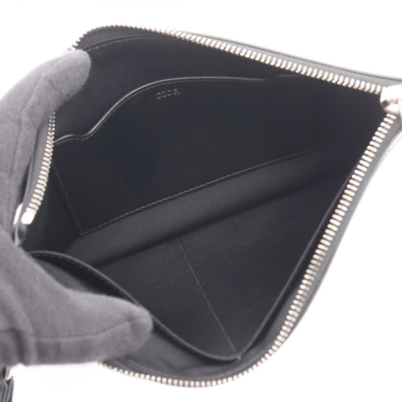 Christian Dior 商務手拿包，皮革材質，黑色，附logo，灰色，二手，男士款-2