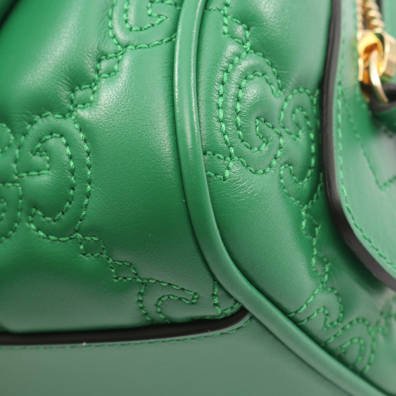 GUCCI GG Matelasse 肩挎斜背包 702251 皮革 綠色 二手 女士-4