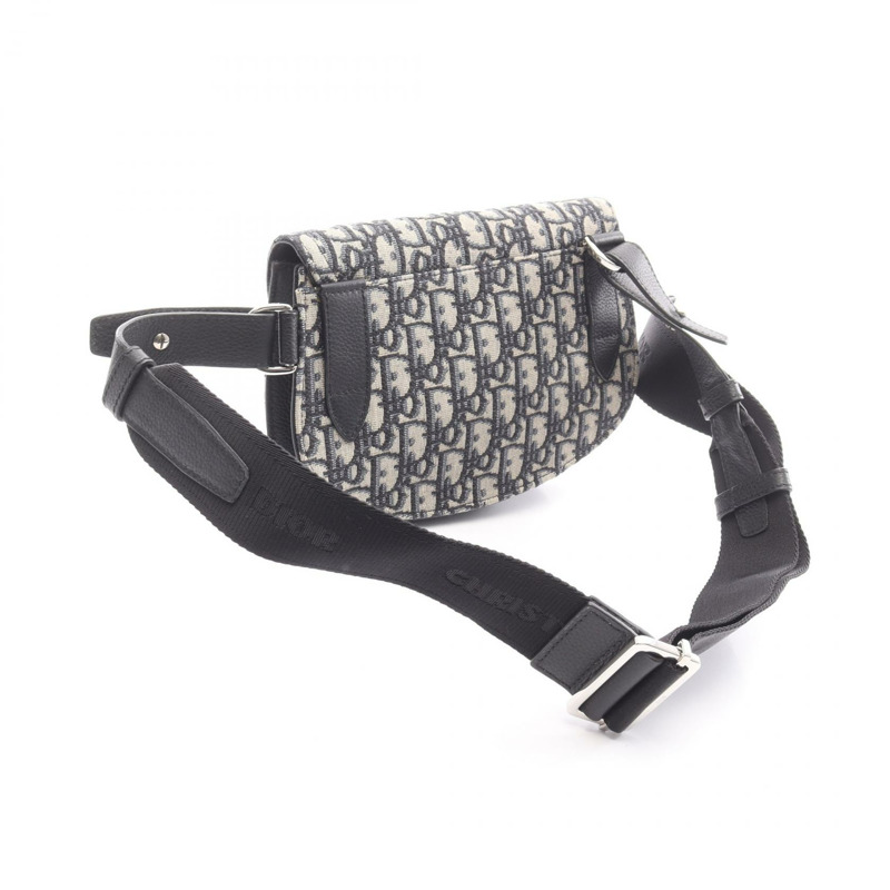 Christian Dior SADDLE Oblique Jacquard 腰包帆布皮革海軍藍二手-1