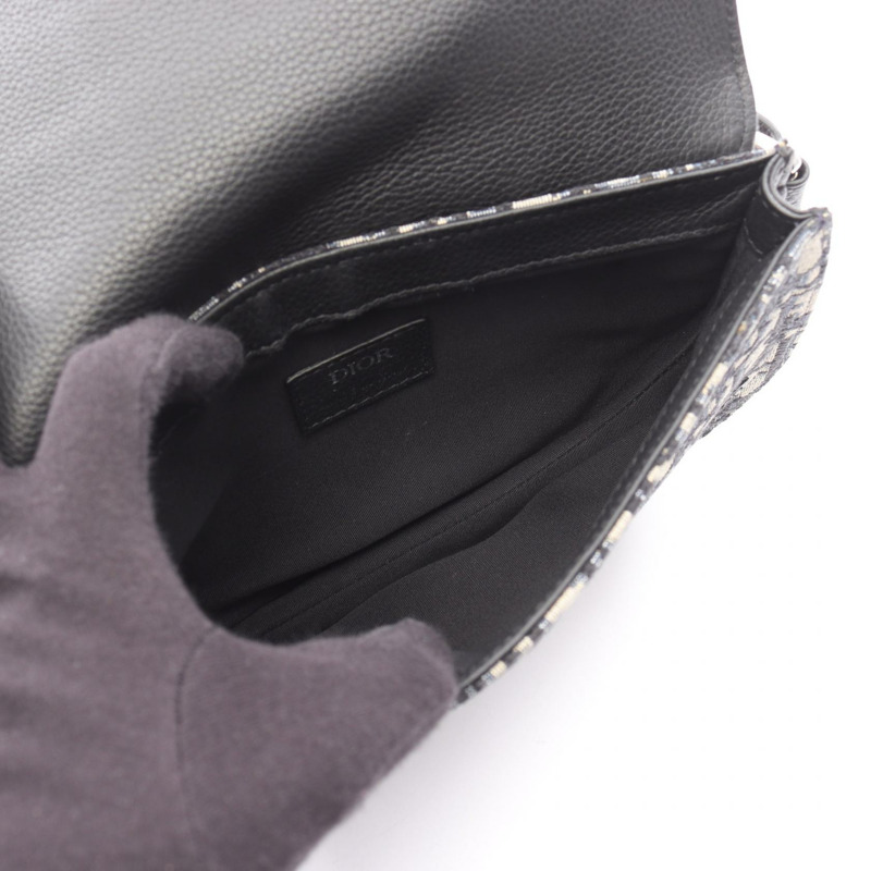 Christian Dior SADDLE Oblique Jacquard 腰包帆布皮革海軍藍二手-2