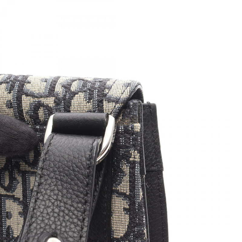 Christian Dior SADDLE Oblique Jacquard 腰包帆布皮革海軍藍二手-5